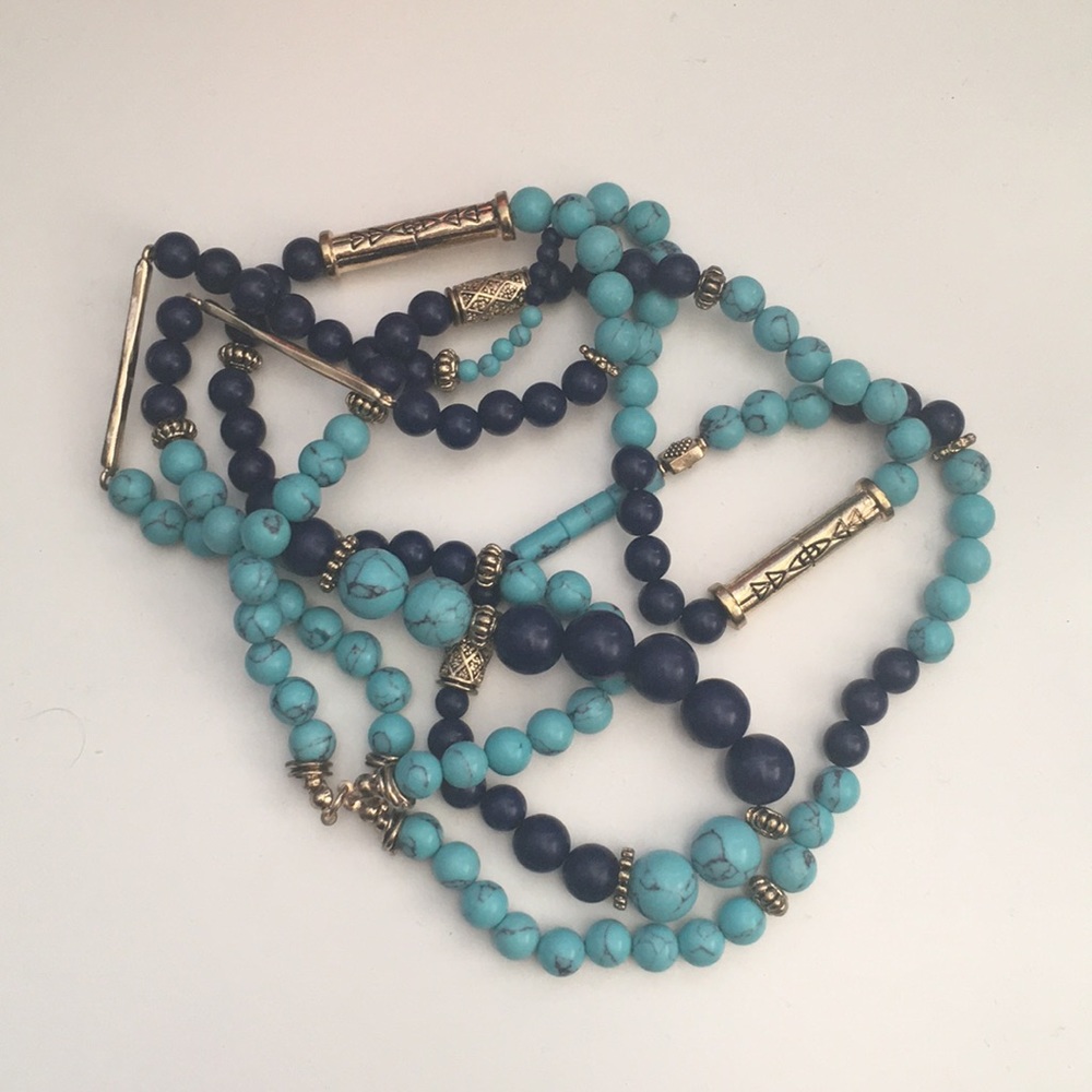 TURQUOISE LAPIS 2 strand necklace - Picture 2 of 3